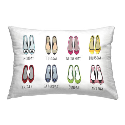 Shoe Week Days Decorative Printed Throw Pillow Design by Martina Pavlova