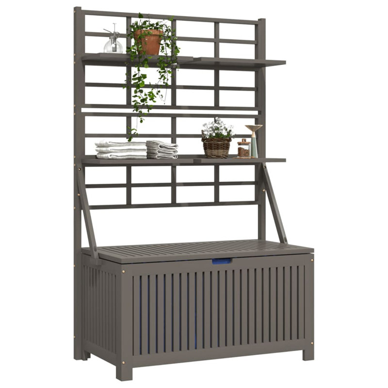 Boîte de rangement en bois d'acacia massif, Gris