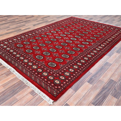 6'1" x 9'4" New Hand Knotted Red Wool Rectangle Oriental Rug - MOA10285815