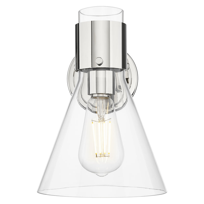 Downtown Urban - Woodham - 1 Light 8" Wall-mounted Sconce -Light Smoke Shade, Clear, Polished Nickel