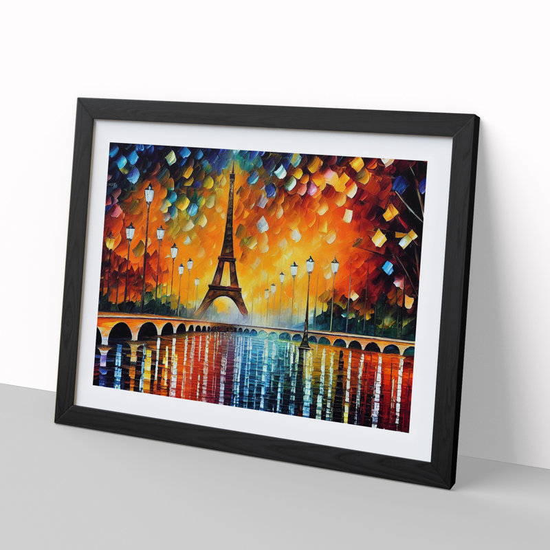 Eiffel Tower Paris Vol.3 - Single Picture Frame Painting, 46cm H x 64cm W x 2cm D, Black