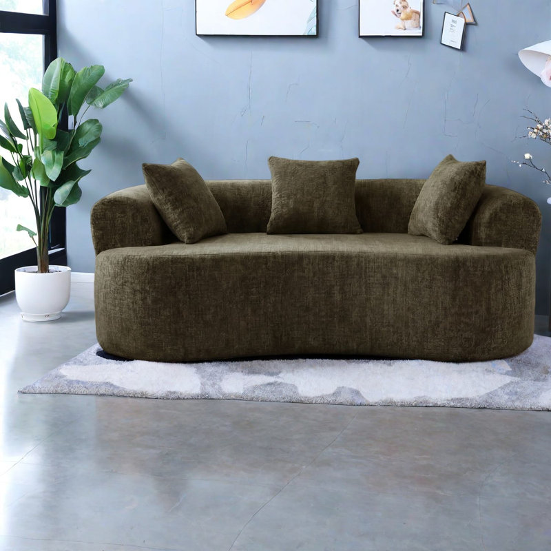 Causeuse incurvée à compression moderne en chenille de 66,9 pouces pour la maison