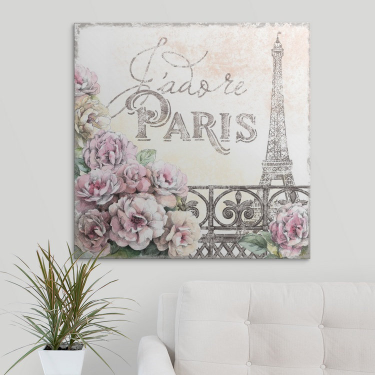 « iii », reproduction d’impression en forme d’art Paris Roses, H 30 po x l 30 po x P 1,5 po, Toile