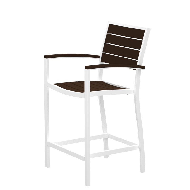 Chaise avec accoudoirs de comptoir POLYWOOD Euro, Bronze texturé, Acajou