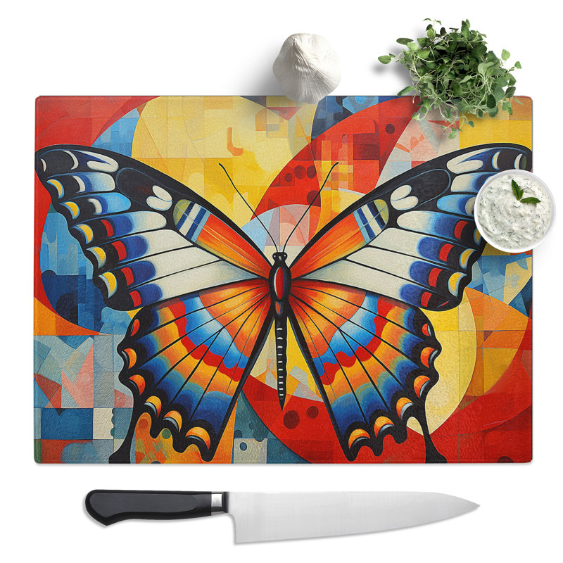 Butterfly Constructivism  Glass Chopping Board