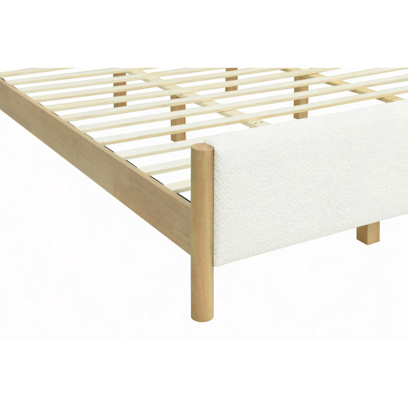 Lit rembourré Boucle avec pieds en bois d'hévéa