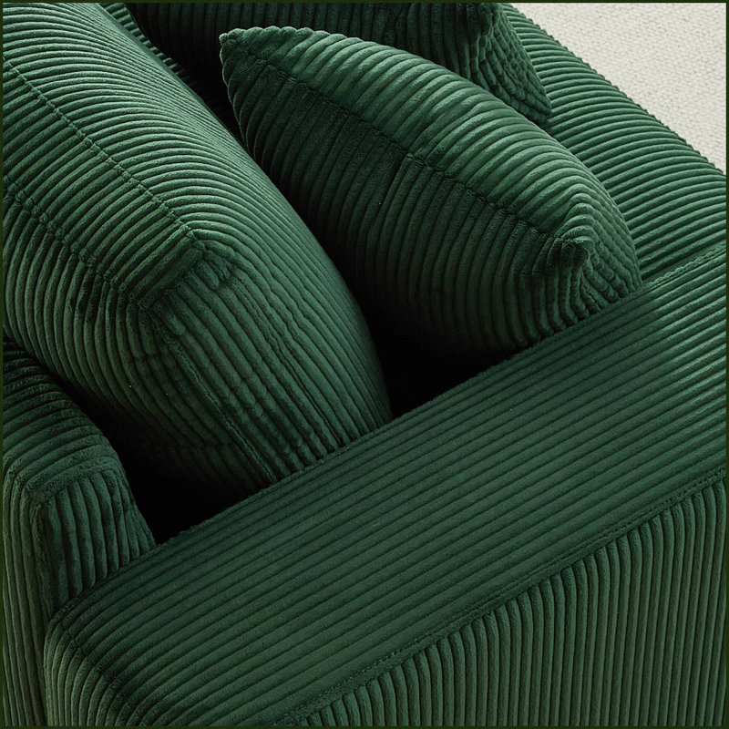 108" Reversible L-Shaped Couches With Deep Seat, Green