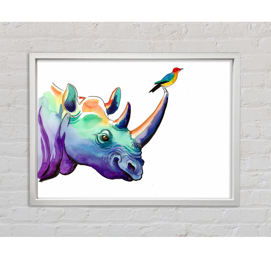 Gerahmtes Bild Rainbow Rhino Bird