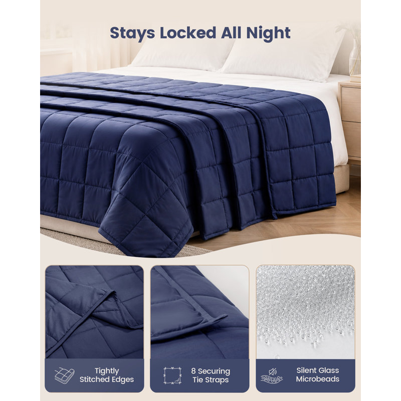 Good Nite Navy Weighted Blanket for Adults, 5-Layer Silent Glass Beads Heavy Quilted Weighted Throw, 100% Polyester Material, OEKO-TEX Certified Cosy Deep Pressure Sleep Blanket, 4 Sizes Available