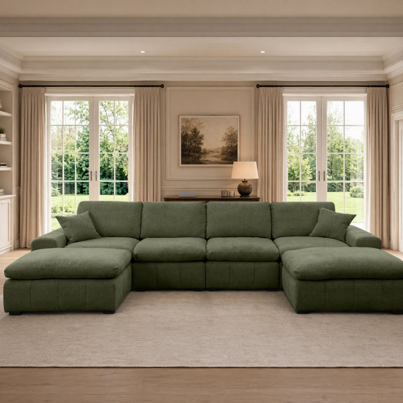 Canapé modulaire réversible 147 pièces l 147 po, Polyester vert