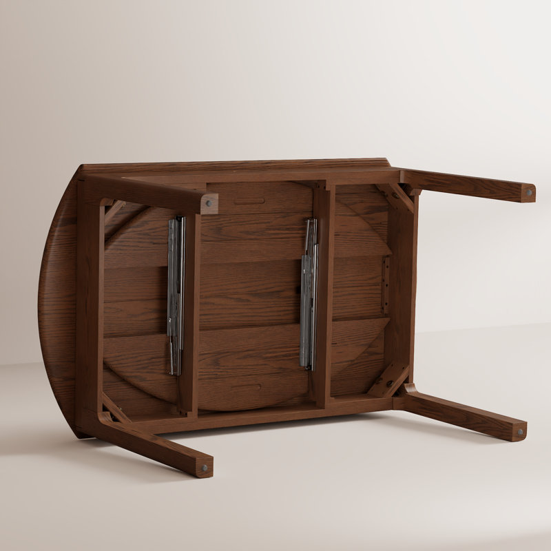 Table de salle à manger extensible ronde en bois massif avec rallonge pliante, extension réglable en 3 tailles, pouvant accueillir jusqu'à 10 personnes, largeur entièrement étendue de 94,8 pouces