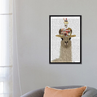 " Llama Ice Cream Hat Book Print " by Fab Funky
