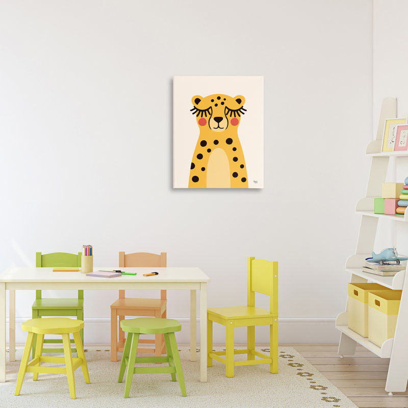 Toile jaune guépard, conception par Jessica Beck, H 20 po x l 16 po