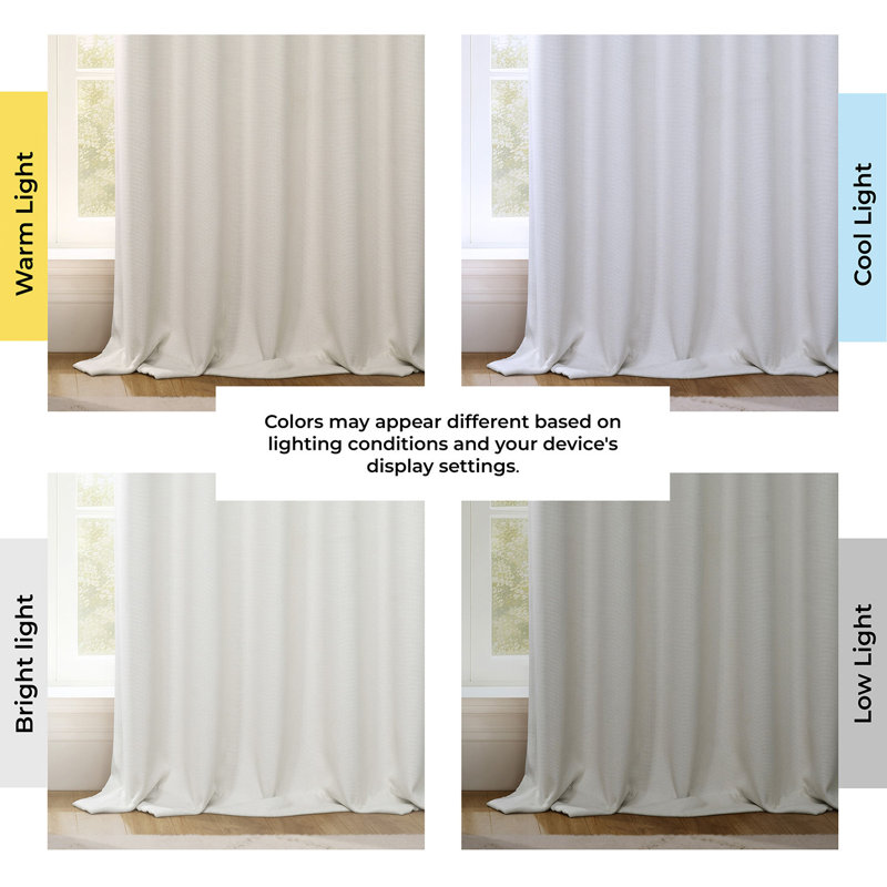 Ottis Faux Linen Room Darkening Curtain Panel , Birch, 50" W x 96" L