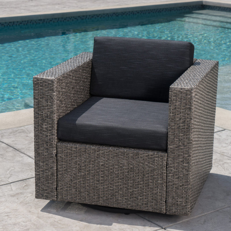 Chaise de patio pivotante avec coussins PUERTA MP1 (simple), Gris, Noir