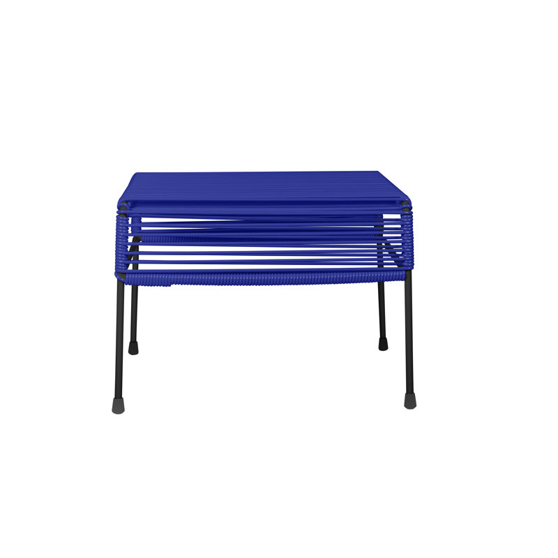 Atom Indoor/Outdoor Handmade Ottoman, Black, Deep Blue
