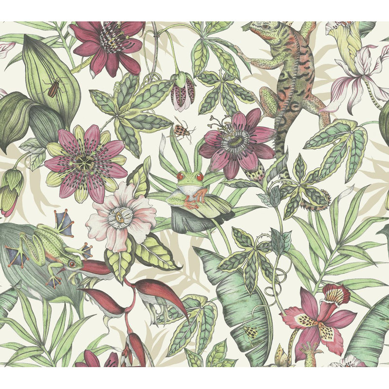 Rouleau de papier peint L 27 pi x l 27 po Aitza, Blanc / multicolore doux