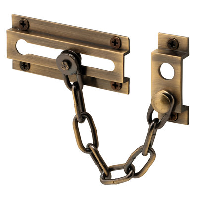 Solid Brass Chain Door Guard for Door and Home Security, 3-5/16 Inch, Antique Brass (Single Pack)