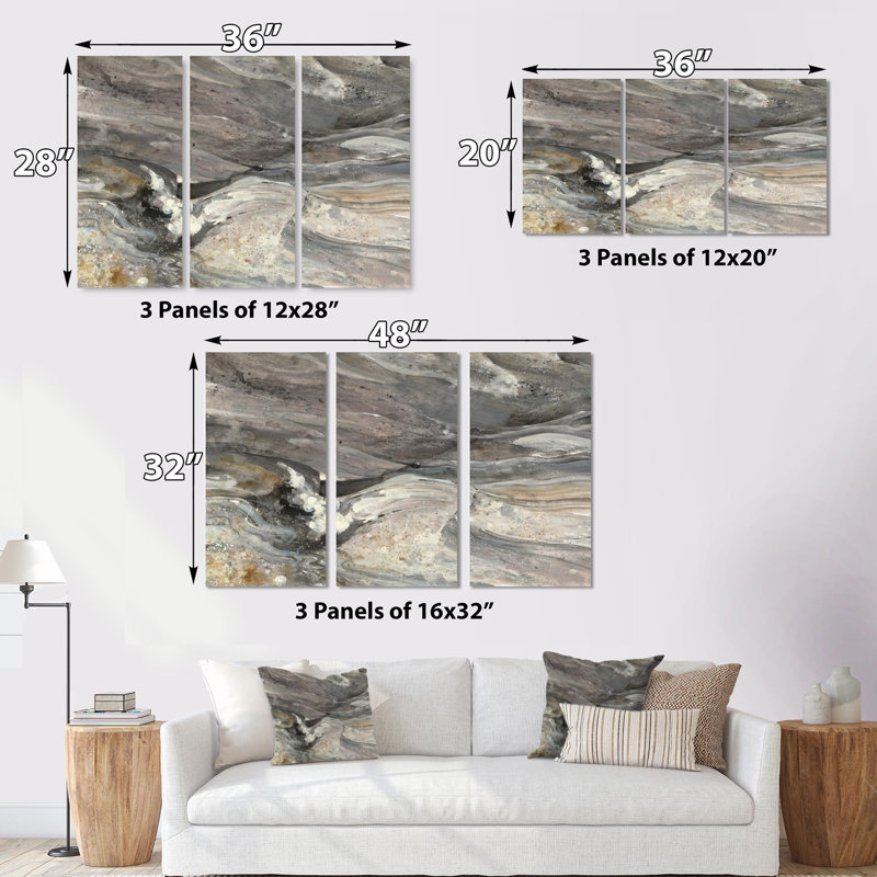 Peinture abstraite sur fond de tons de terre naturels, plusieurs pièces - tons de terre naturels, H 32 po x l 48 po x P 1 po