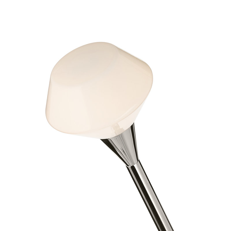 Convertible Modern Adjustable Chandelier with Opal Glass, Polished Nickel, 4, 19.75" H x 5.25" W x 39.5" D