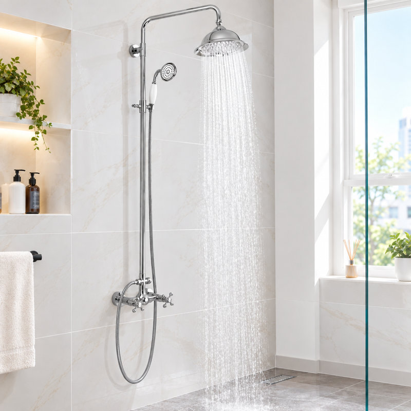 Polished Chrome Brass Rain Shower System Set