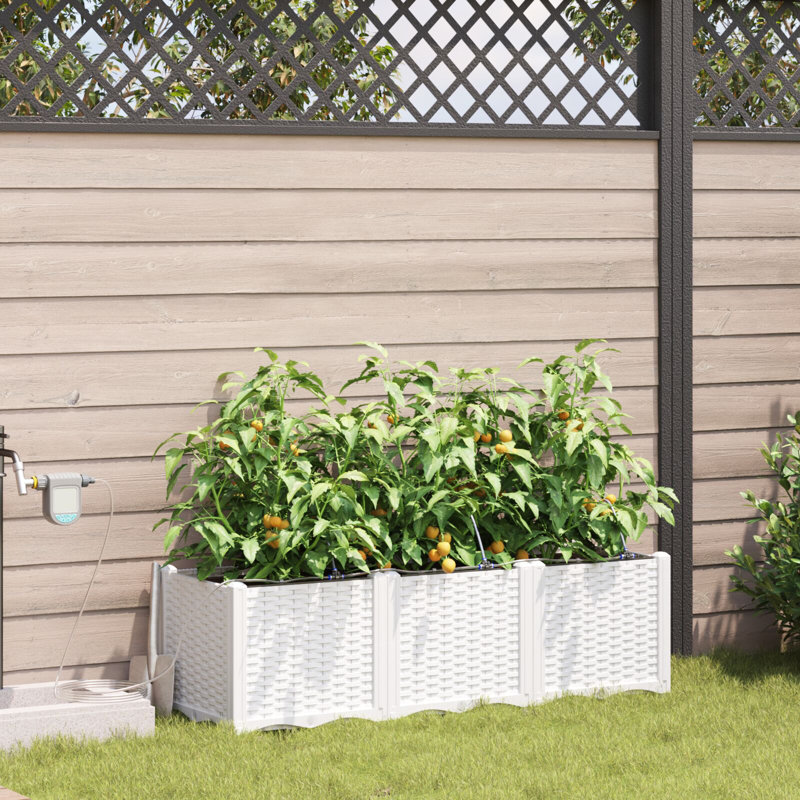 Garden Planter Plastic 120 X 40 X 37.5 Cm Planters, White