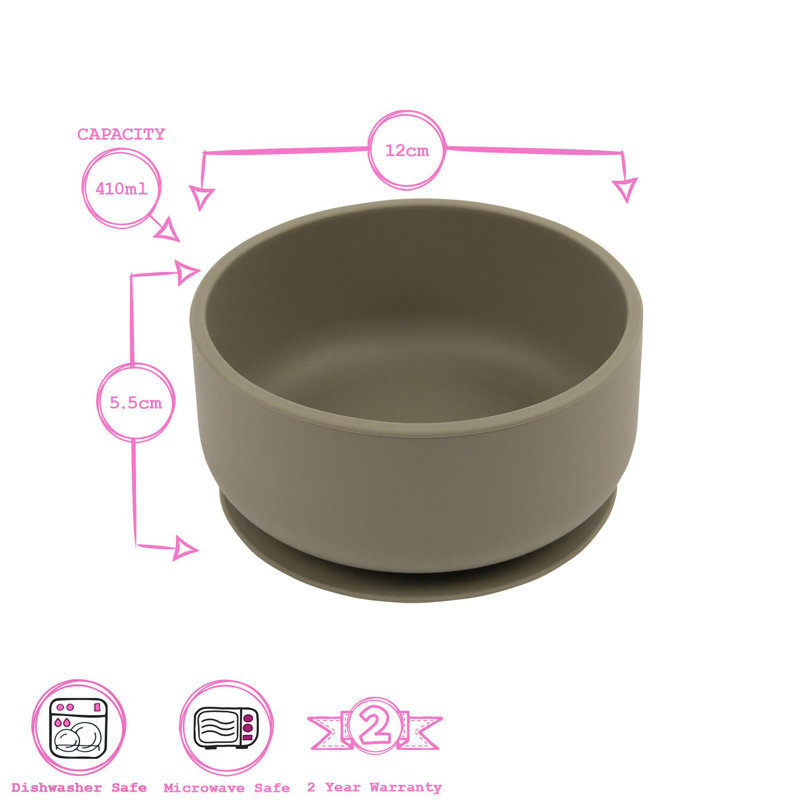 Tiny Dining - Baby Silicone Suction Bowls, Silver