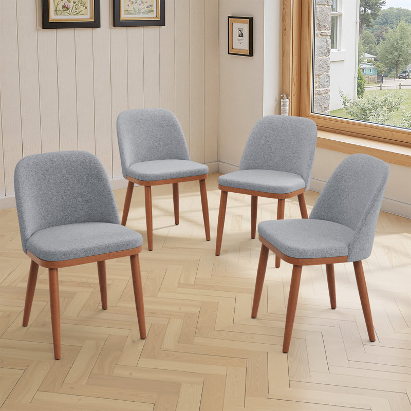 Chaises de salle à manger rembourrées avec cadre en bois, Gris