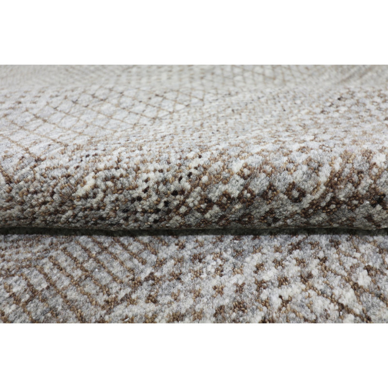 Tapis gris clair / brun de haute qualité noué à la main, Rectangle 8 pi x 10 pi