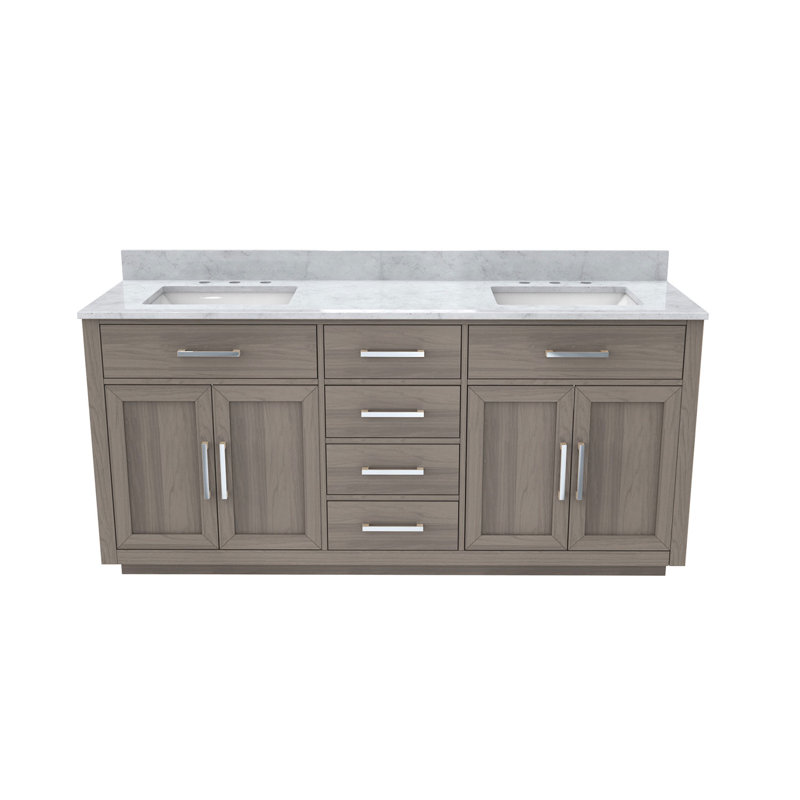 Dexterity 72" Double Bathroom Vanity Set, Gray Oak