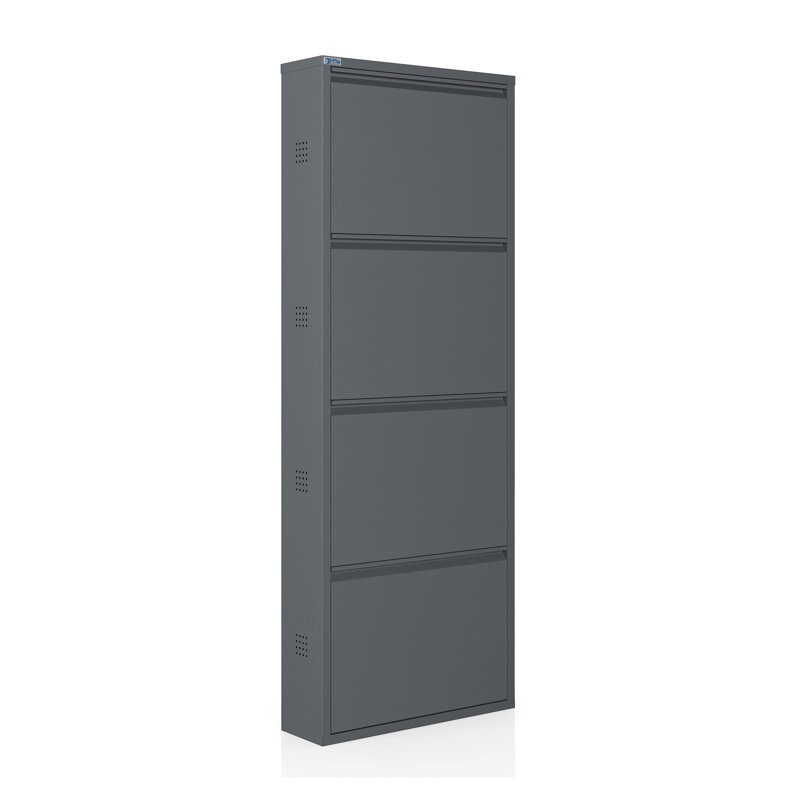 Armoire à chaussures antibactérienne à 4 niveaux avec trous latéraux, Anthracite, 53.5" H x 19.6" W X 5.9" D