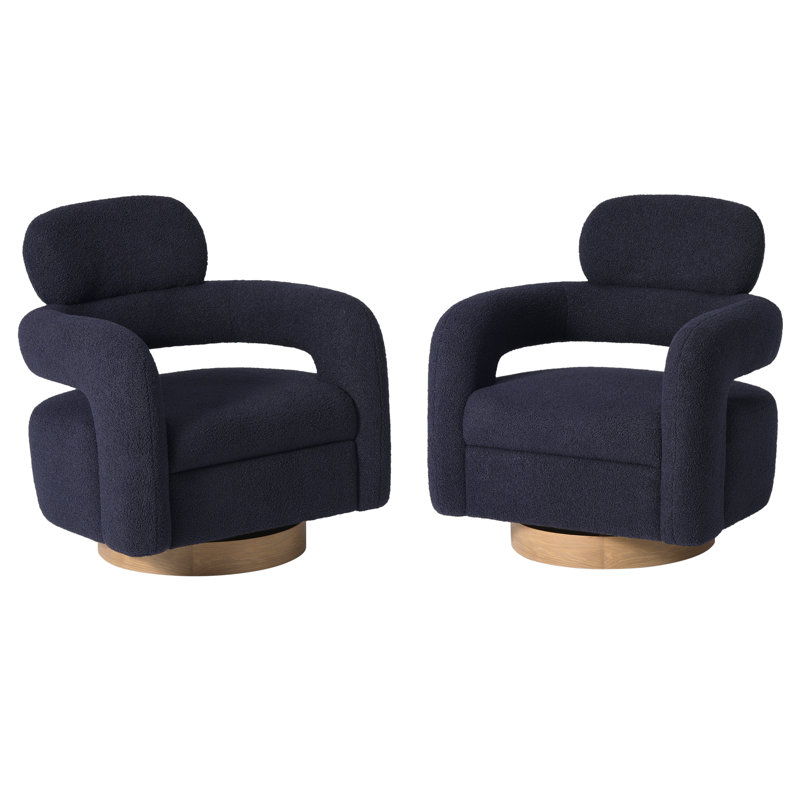 29" Wide Bayville Swivel Chair (Set Of 2), Navy Blue Polyester