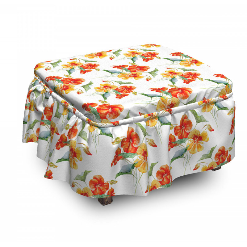 Housse pour repose-pieds capucine fleurs