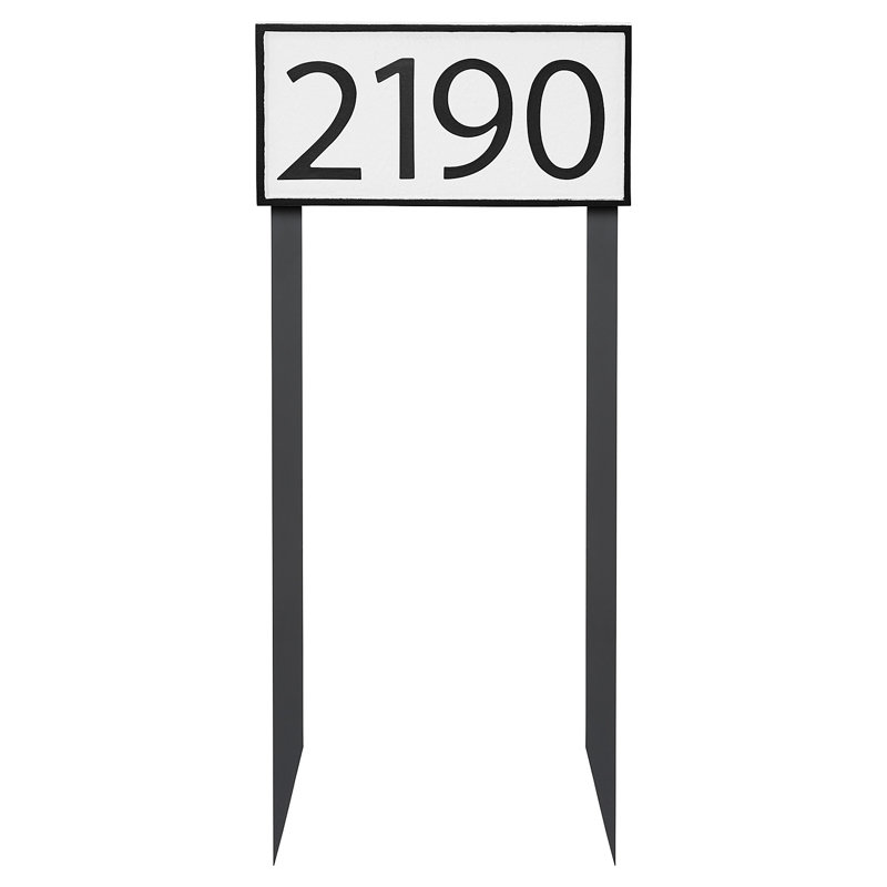 Enseigne d’adresse pour pelouse sur 1 ligne, Or, Blanc, Oui