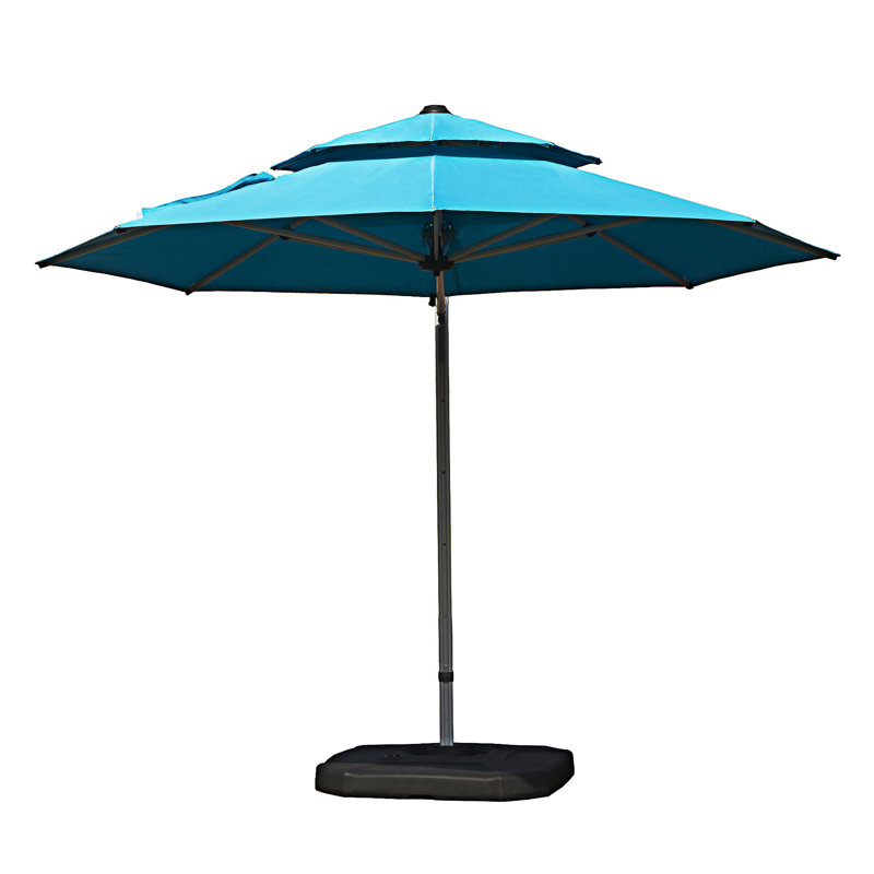 Parasol rond en porte-à-faux avec mât central, Bleu lac
