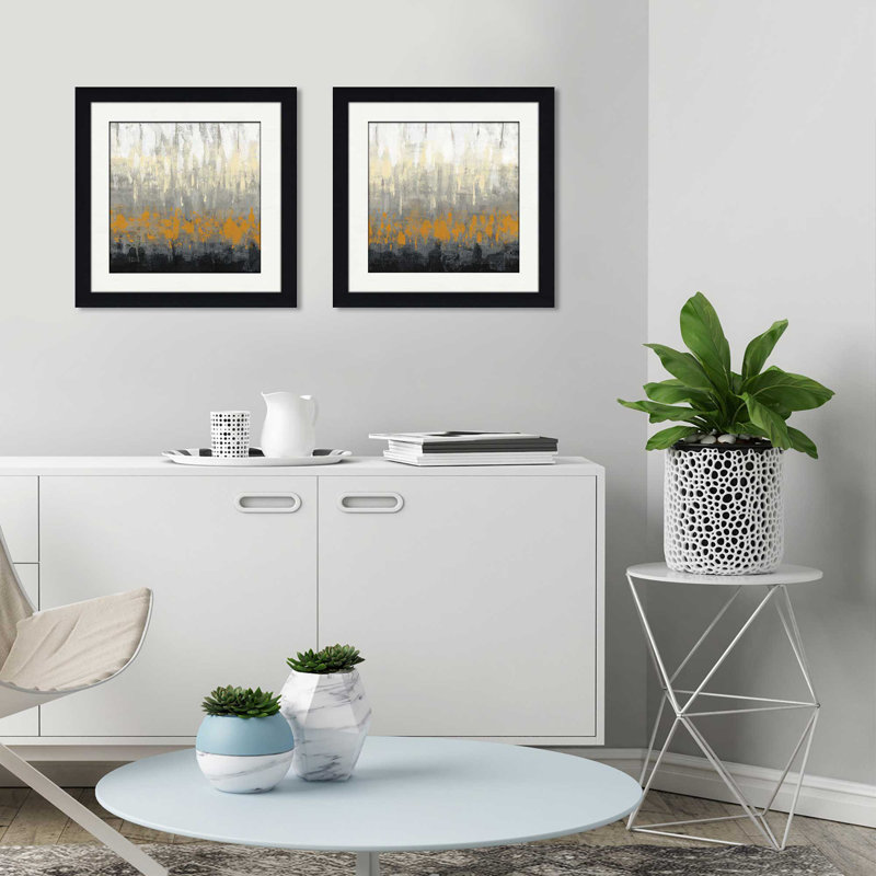 « rain on the asphalte », ensemble de 2 reproductions de peintures à l’acrylique encadrées, H 16,5 po x l 33 po x P 1 po