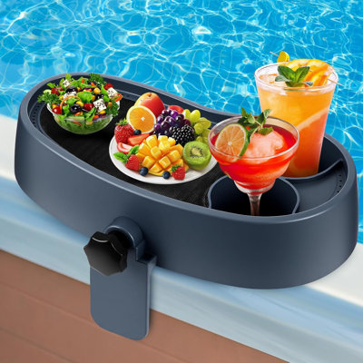 1 Pc Hot Tub Table Tray, Adjustable Aboveground Bathtub Tray with 2 Cup Holder,Navy Blue