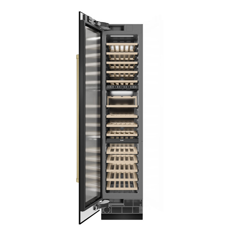 ZLINE Autograph 18 in. Black Stainless 68 Bottle Left Hinge Column Wine Cooler with Gold Accents, Right Handed, Bronze