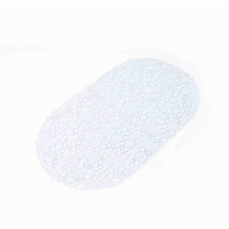 Grand tapis de douche en vinyle transparent transparent antidérapant pour baignoire avec ventouses