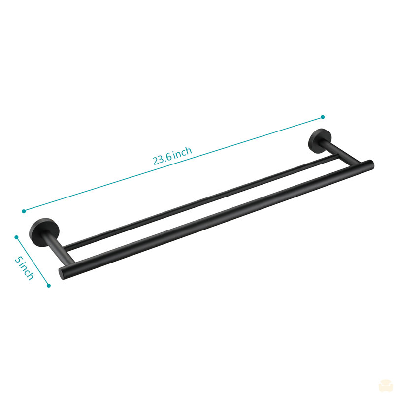 Porte-serviettes mural 23,6 po, Noir mat