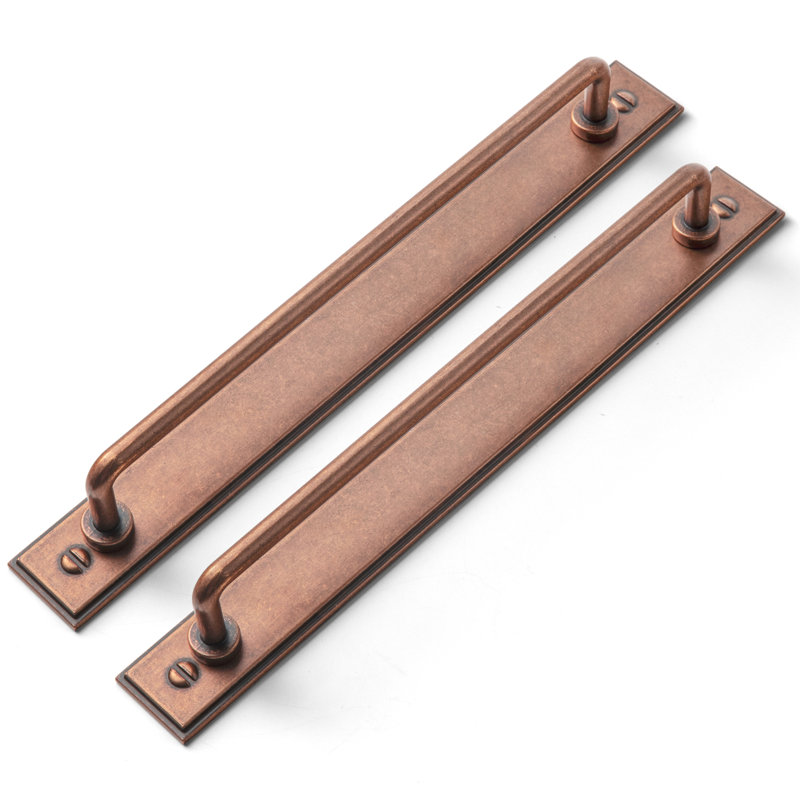 Sleek Bar Pull With Backboard Multipack, 7.6", Antique Copper