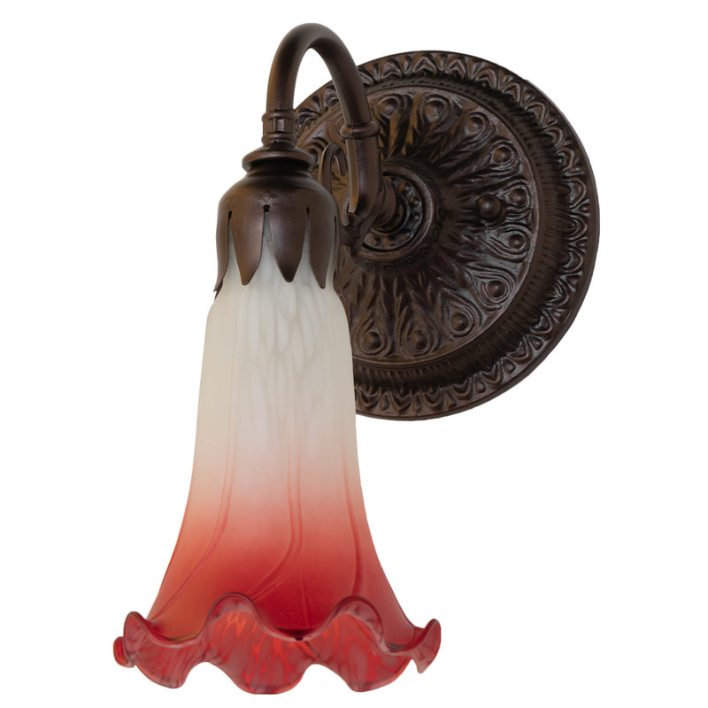 Neriman   1 - Light Armed Sconce, Mahogany Bronze, Pink/White