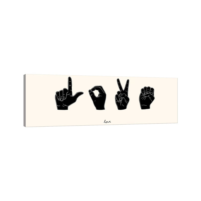 Sign Language IV 1 Piece Wrapped Canvas Panoramic Wall Art, 30.48 cm H x 91.44 cm W