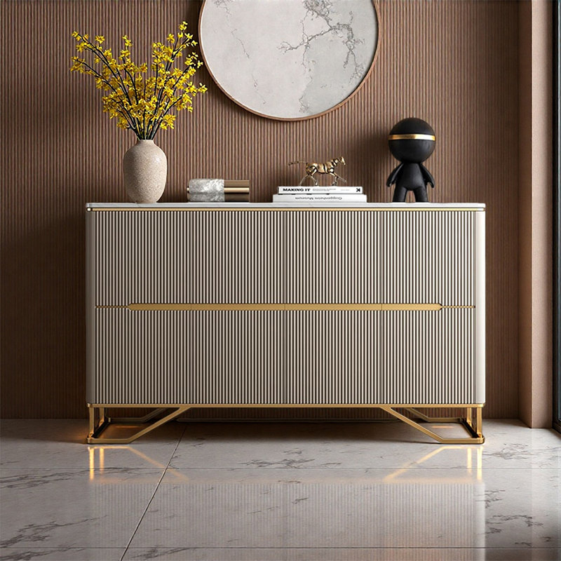 European style light luxury storage shoe cabinet, Gold