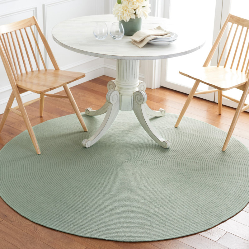 Tapis de couleur unie tressé tissé à la main, Rond 6 pi