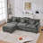101.9-Inch Three-Seater Sofa, Made Of Cashmere Fabric, Equipped With A Movable Footstool, Modular Design-857893193