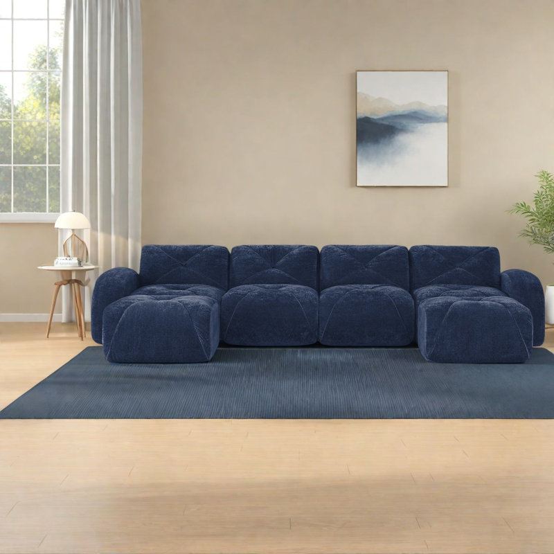 Canapé modulaire multifonctionnel peu encombrant, élégance moderne en velours pour la maison