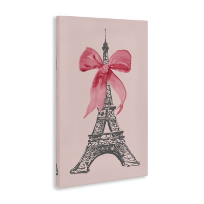 «Pink Bow on Eiffel Tower», art mural sur toile par Lanie Loreth