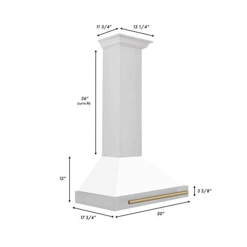 ZLINE 30 in. Autograph Edition Convertible Stainless Steel Range Hood W/ White Matte Shell & Champagne Bronze Accents (KB4STZ-WM30-CB)