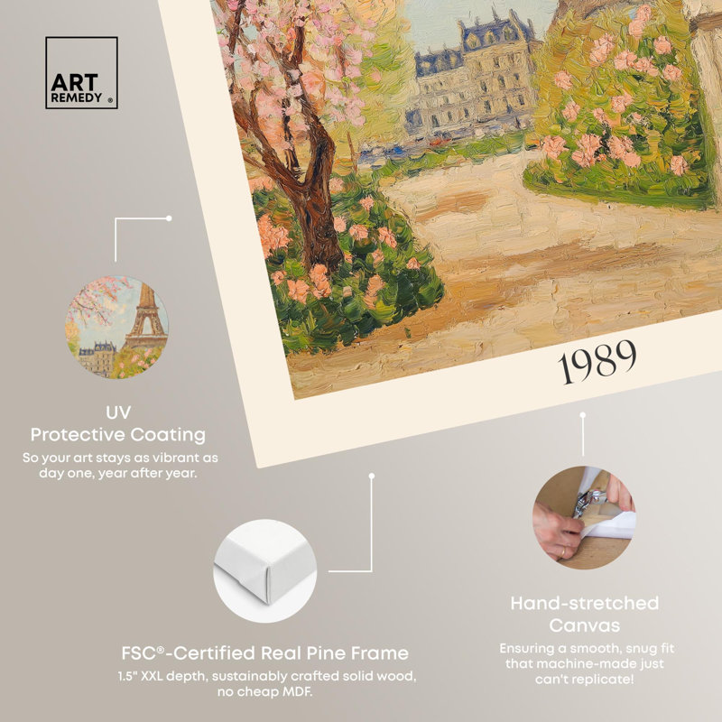 Affiche inspirée du marché parisien du printemps par Art Remedy, H 24 po x l 20 po, Toile tendue